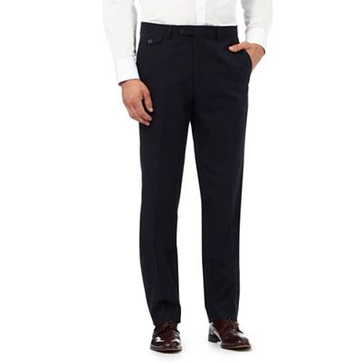 Hammond & Co. by Patrick Grant Navy basketweave textured tailored trousers